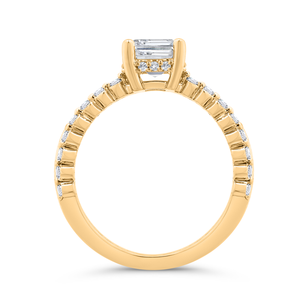 14K Yellow Gold Emerald Cut Diamond Engagement Ring (Semi-Mount)