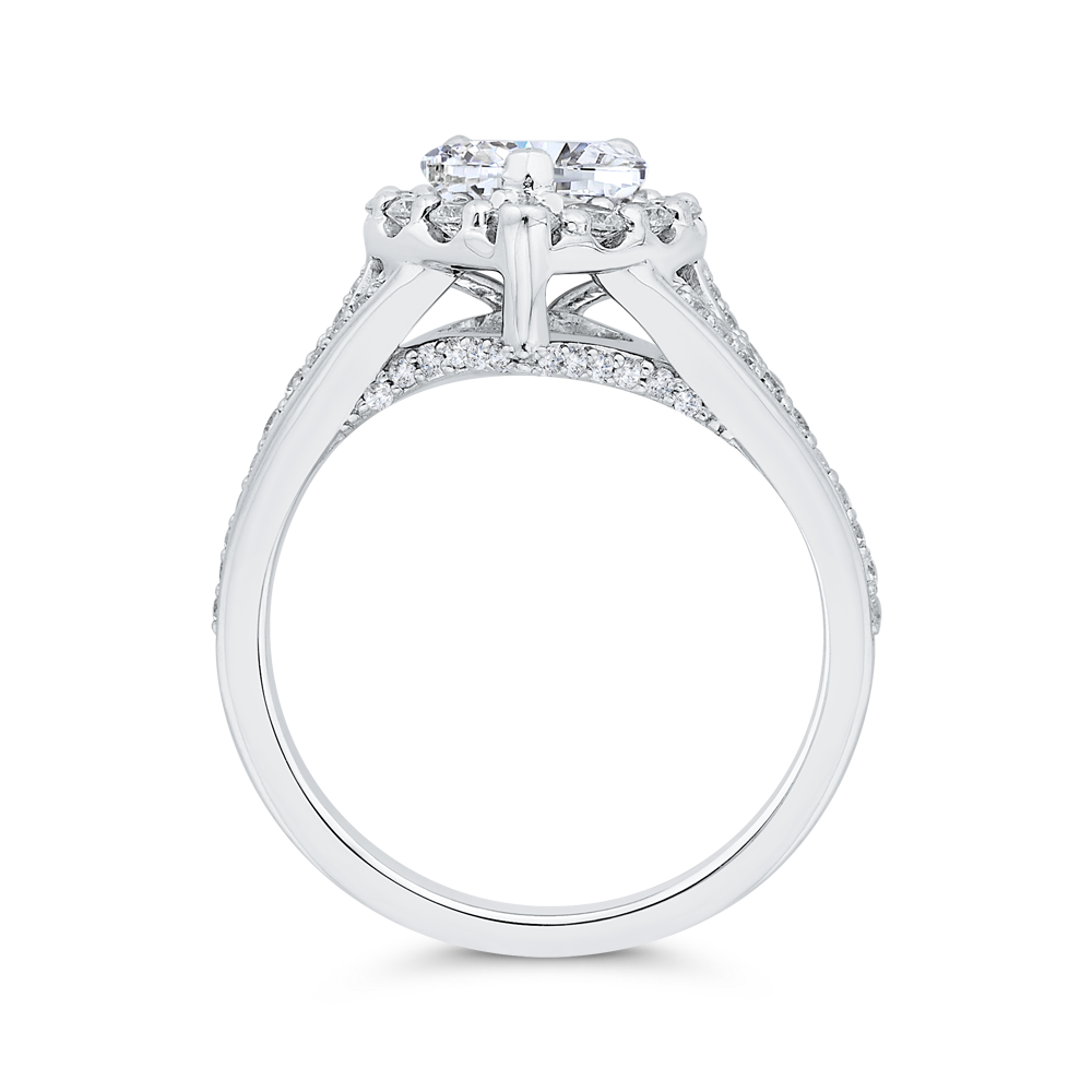 14K White Gold Heart Cut Diamond Engagement Ring (Semi-Mount)