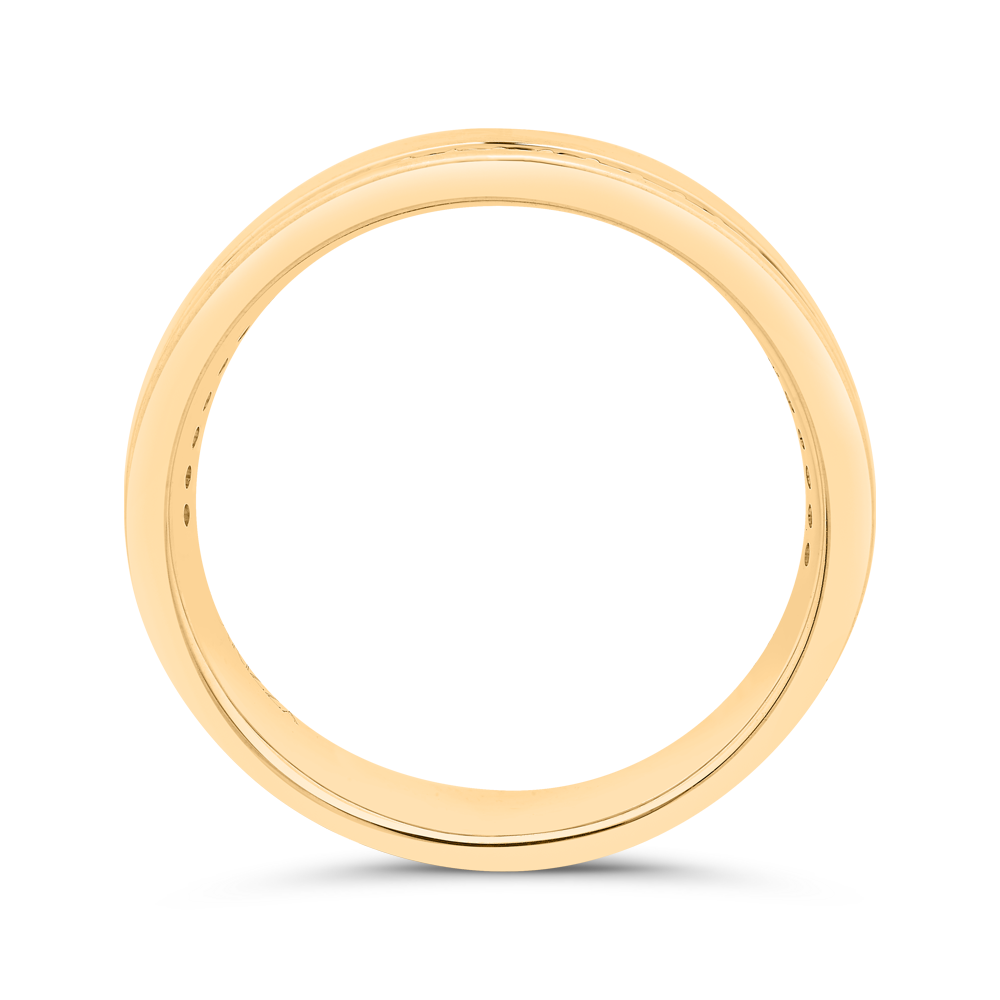 14K Yellow Gold with Round Black Diamond Men's Band