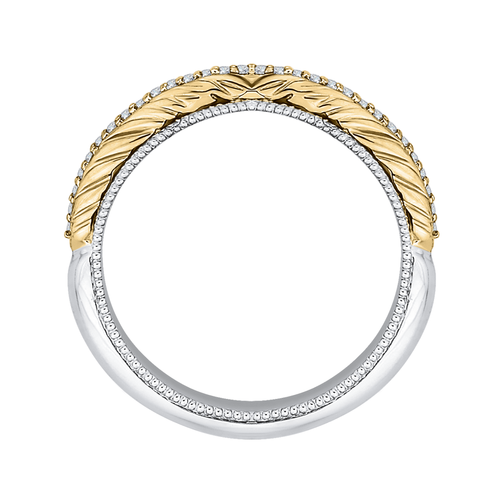 Round Diamond Half-Eternity Wedding Band in 14K Two Tone Gold