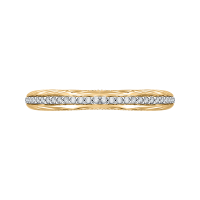 Round Diamond Half-Eternity Wedding Band in 14K Two Tone Gold