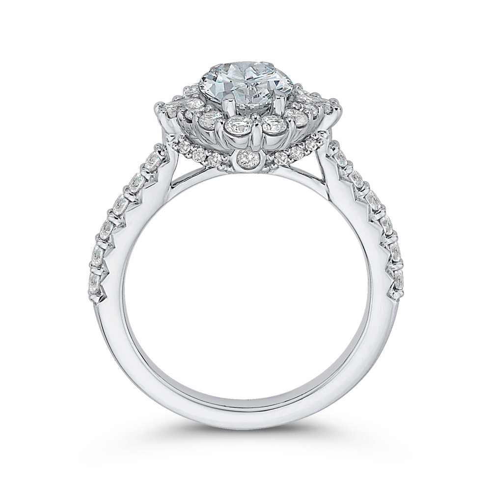 14K White Gold Oval Diamond Halo Engagement Ring (Semi-Mount)