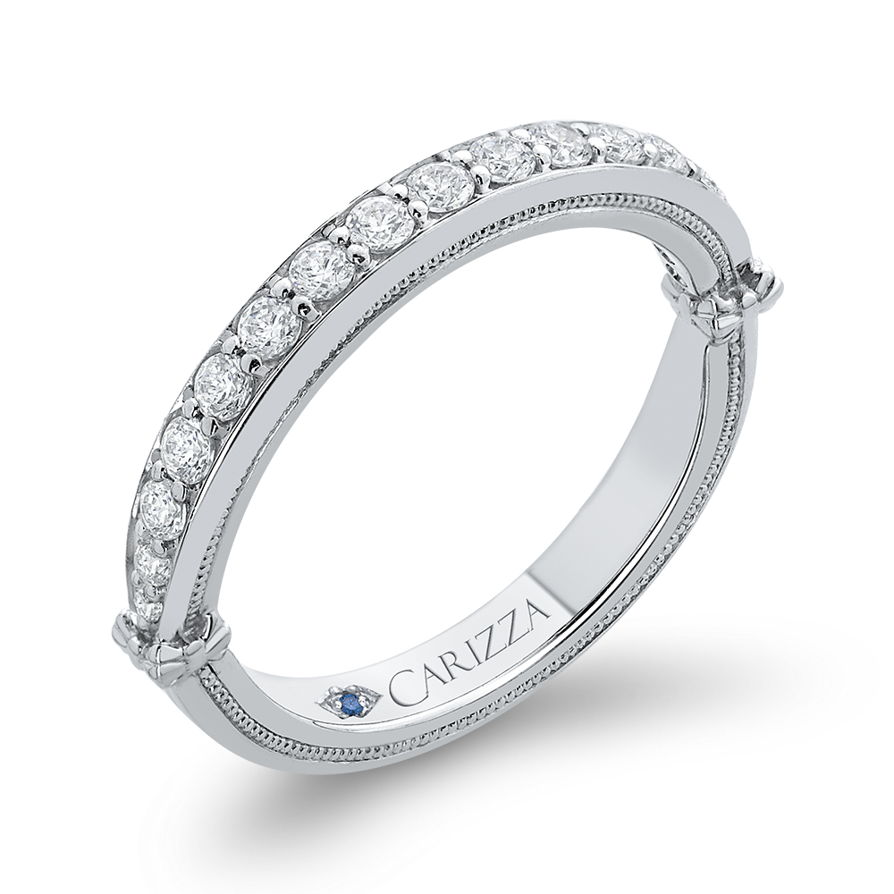 Round Diamond Half-Eternity Wedding Band in 14K White Gold
