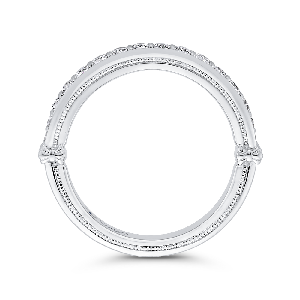 Round Diamond Half-Eternity Wedding Band in 14K White Gold