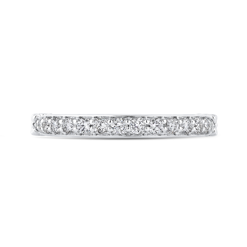 Round Diamond Half-Eternity Wedding Band in 14K White Gold