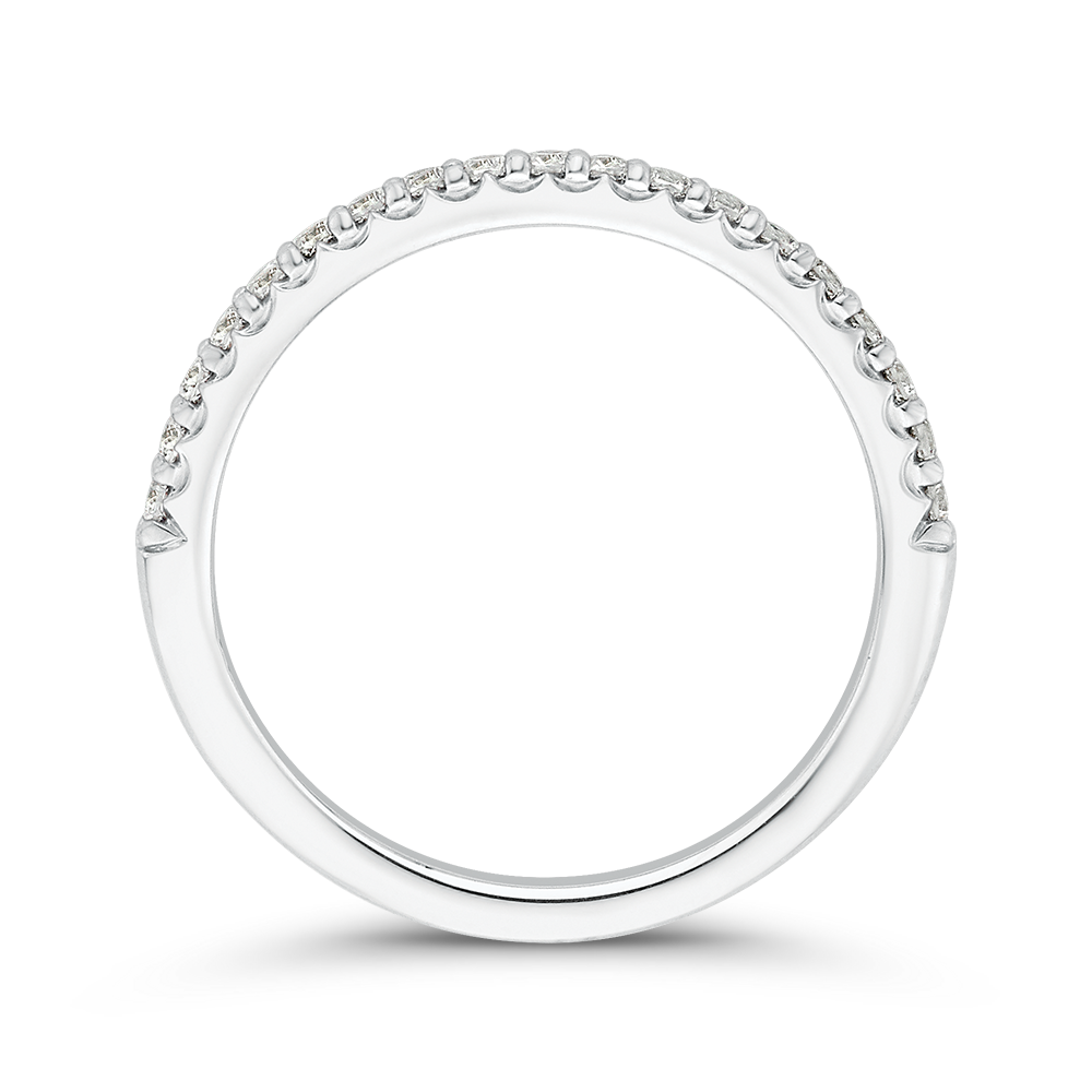 Round Diamond Half-Eternity Wedding Band in 14K White Gold