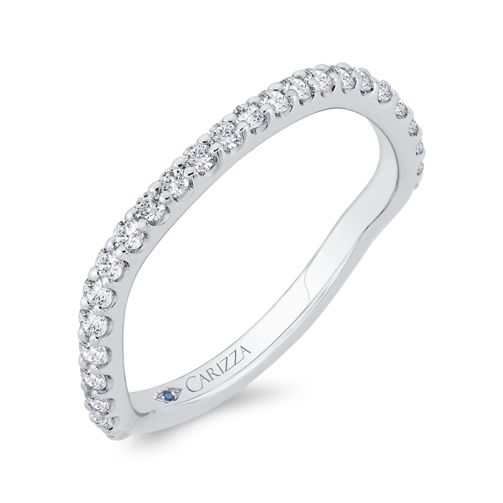 3/4 Run Round Diamond Wedding Band in 14K White Gold