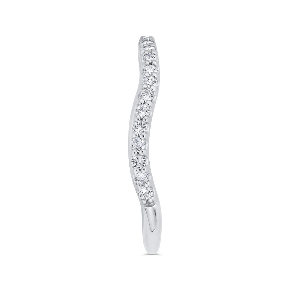 3/4 Run Round Diamond Wedding Band in 14K White Gold