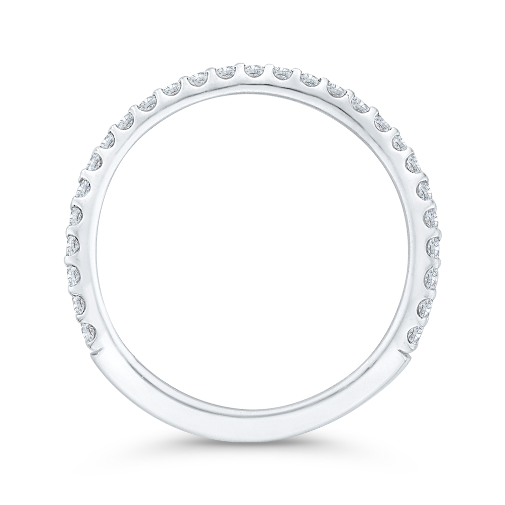 3/4 Run Round Diamond Wedding Band in 14K White Gold