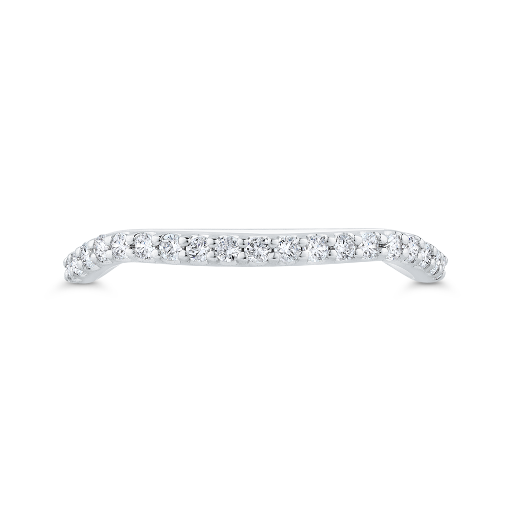 3/4 Run Round Diamond Wedding Band in 14K White Gold