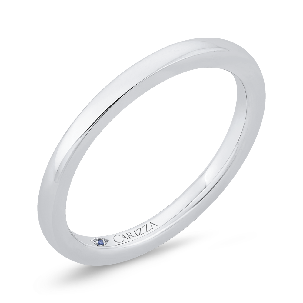 Plain Wedding Band with Milgrain 14K White Gold