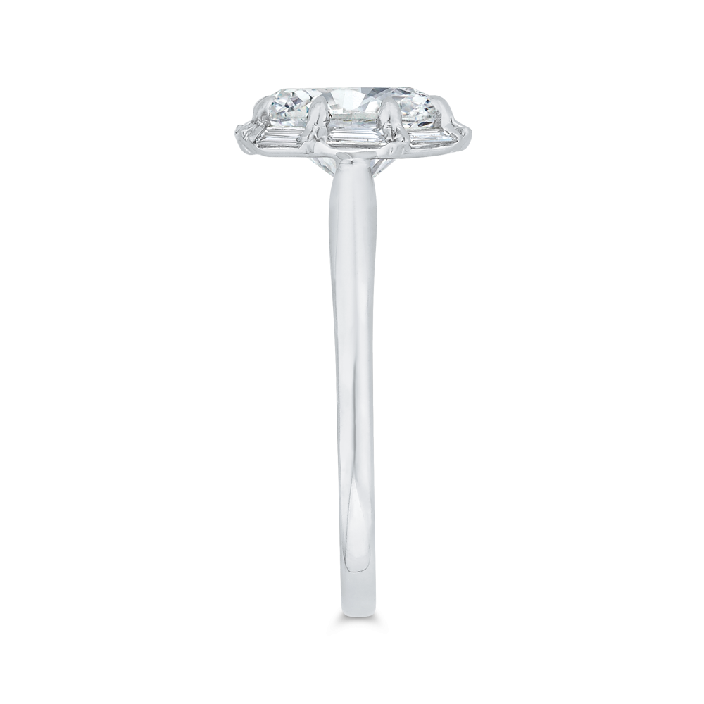 Oval Cut Diamond Halo Engagement Ring in 14K White Gold (Semi-Mount)