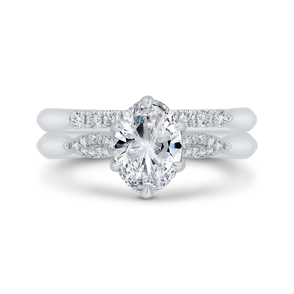 Oval Cut Diamond Engagement Ring in 14K White Gold (Semi-Mount)