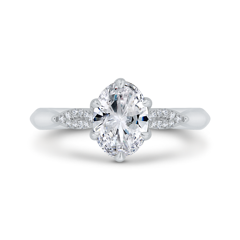 Oval Cut Diamond Engagement Ring in 14K White Gold (Semi-Mount)