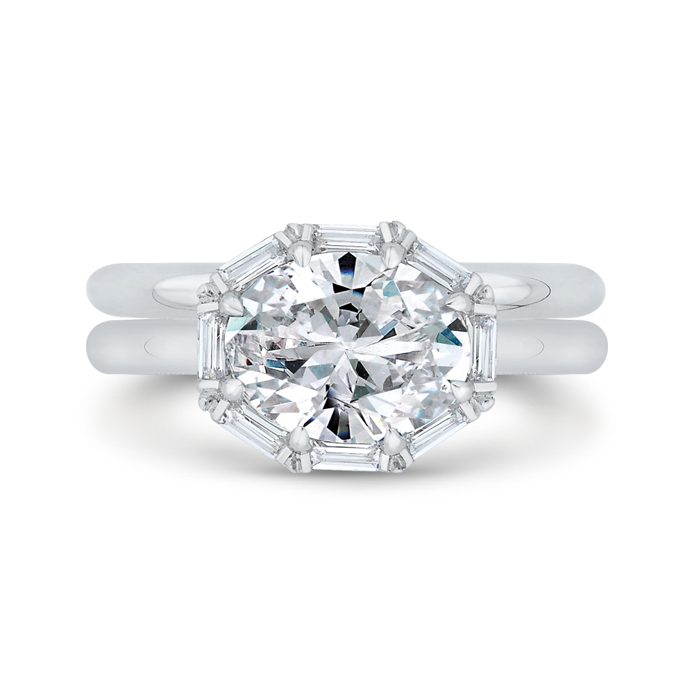 Oval Cut Diamond Cathedral Engagement Ring in 14K White Gold (Semi-Mount)