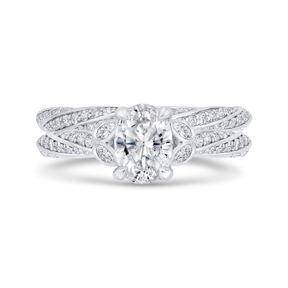 Split Shank Oval Cut Diamond Split Shank Engagement Ring in 14K White Gold (Semi-Mount)