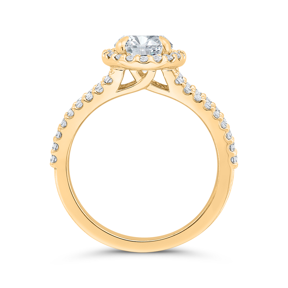 14K Yellow Gold Oval Cut Diamond Engagement Ring (Semi-Mount)