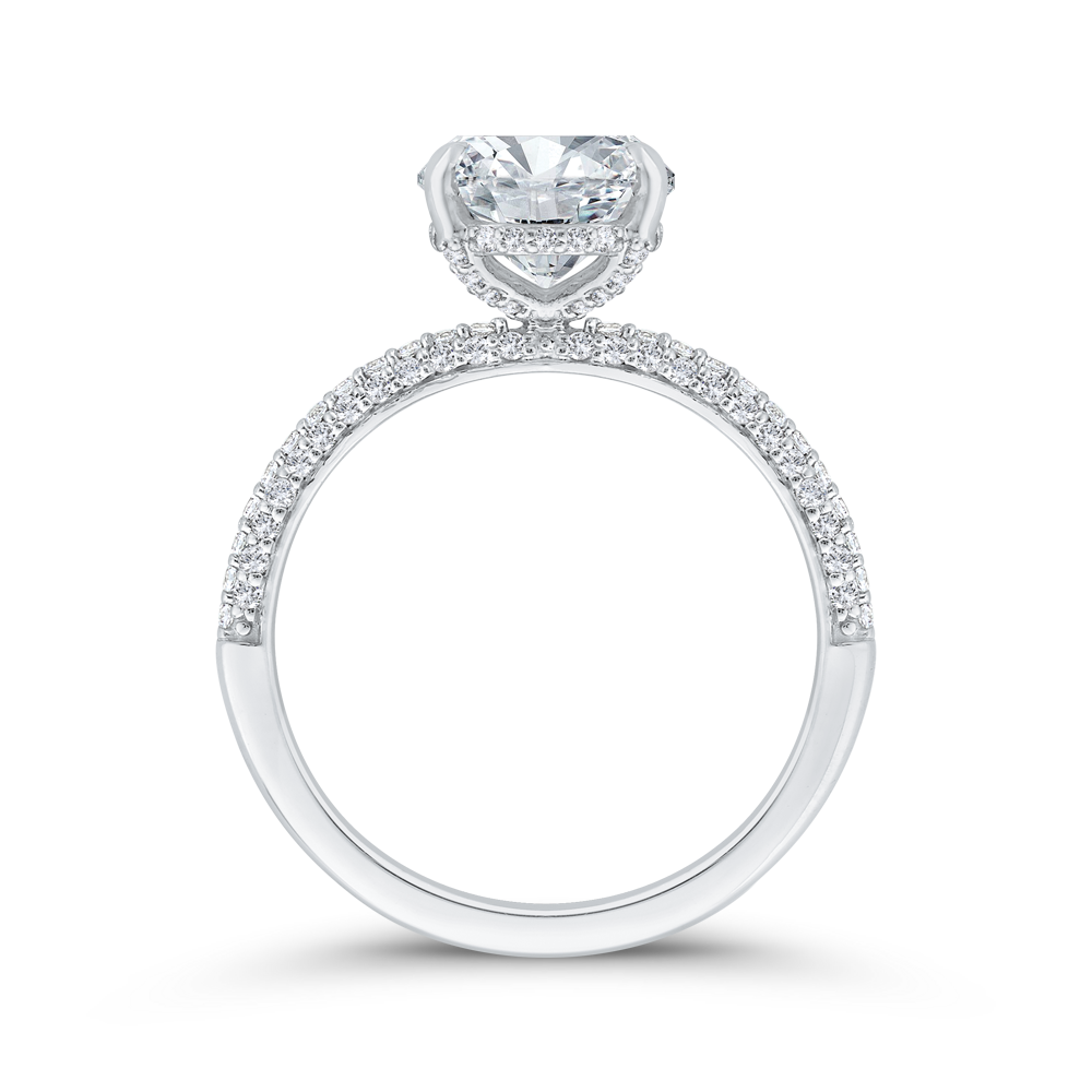 14K White Gold Oval Cut Diamond Engagement Ring (Semi-Mount)