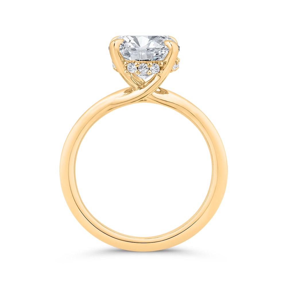 14K Yellow Gold Oval Diamond Solitaire Plus Engagement Ring (Semi-Mount)