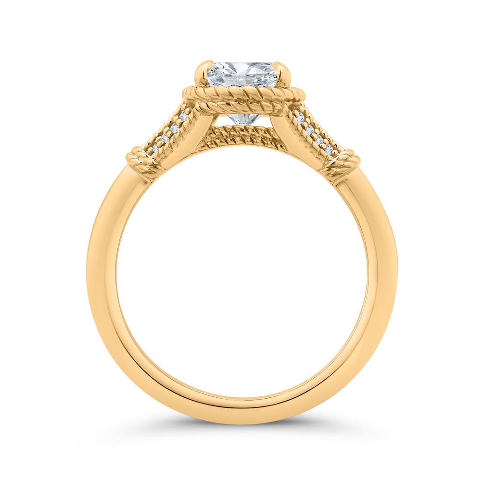 14K Yellow Gold Oval Cut Diamond Engagement Ring (Semi-Mount)