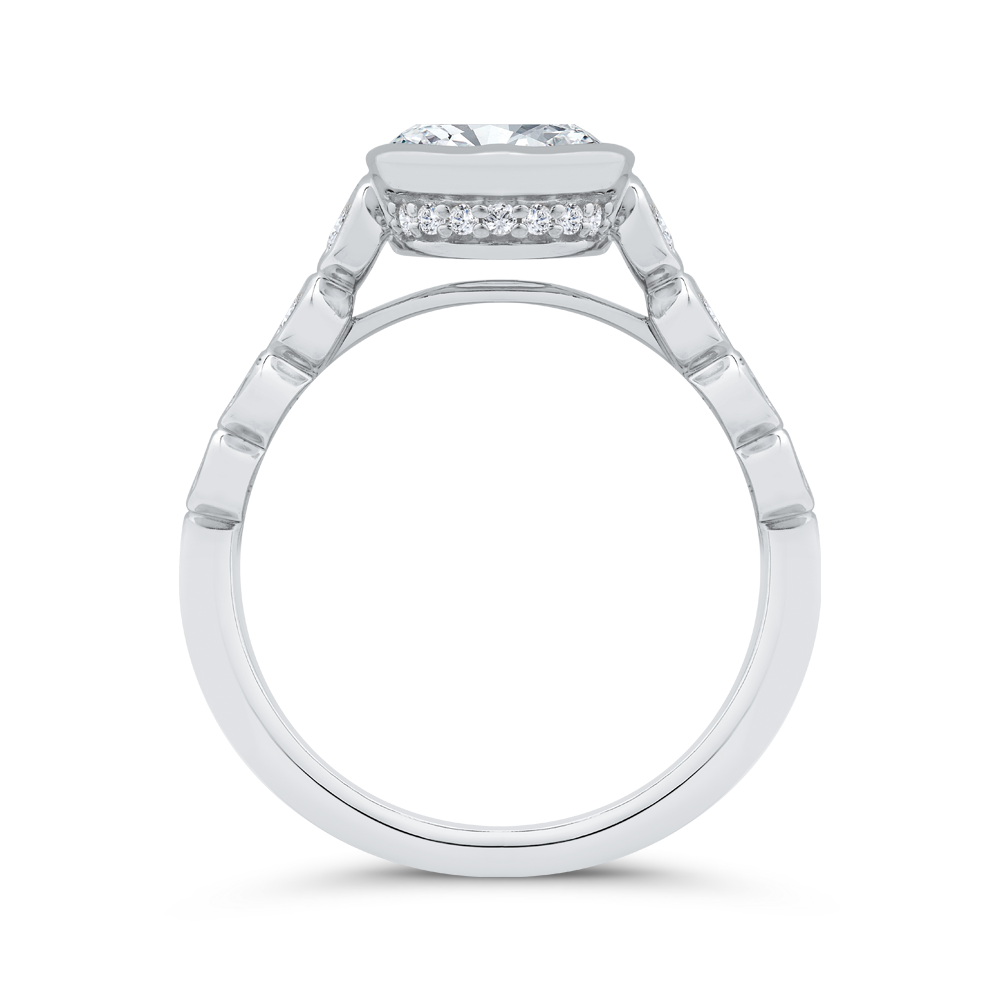 14K White Gold Oval Cut Diamond Engagement Ring (Semi-Mount)