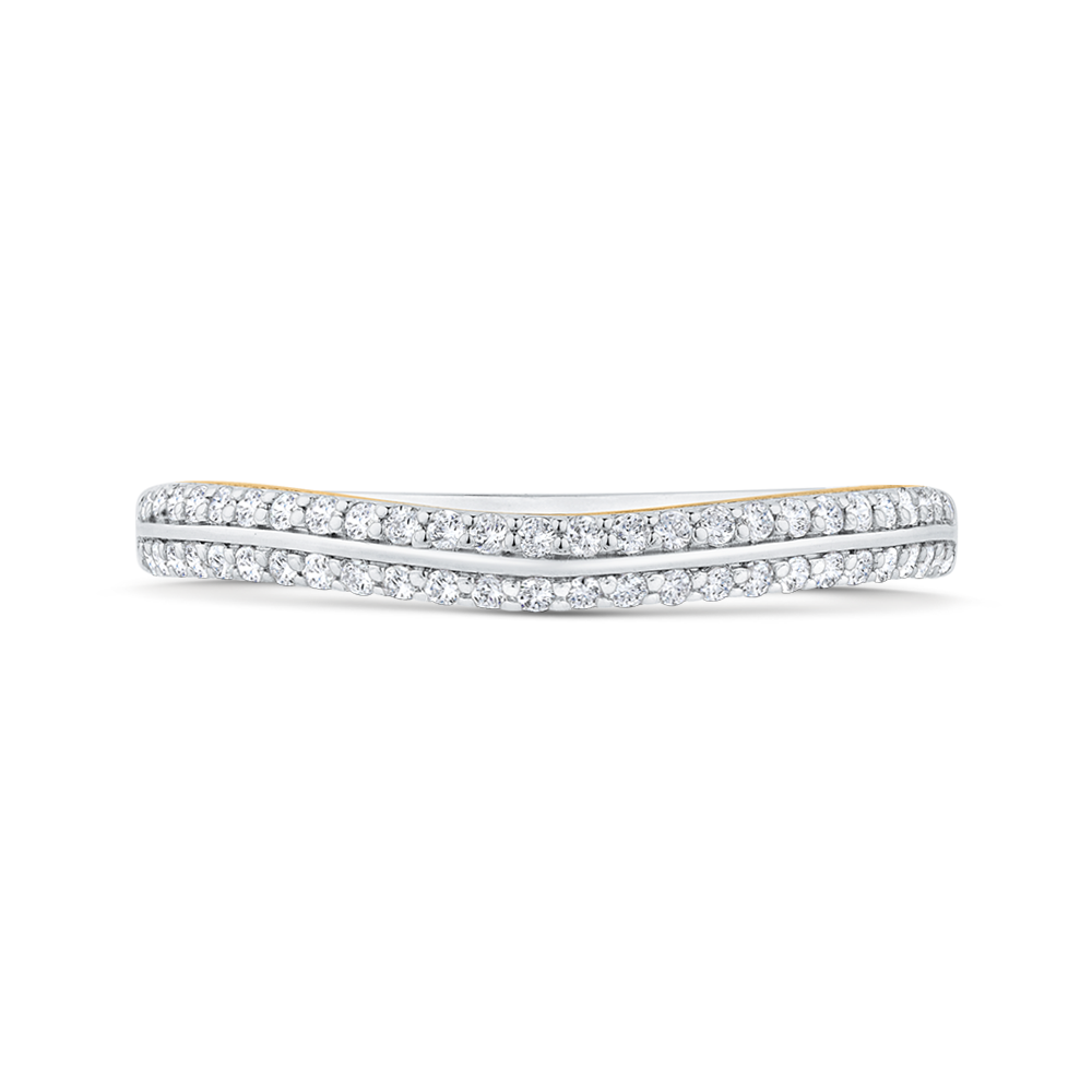 Euro Shank Diamond Wedding Band in 14K Two Tone Gold