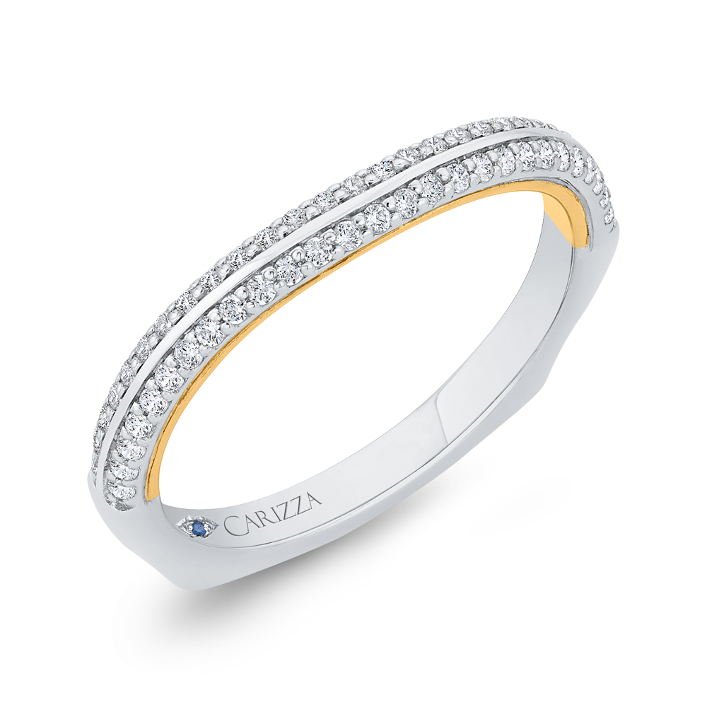 Euro Shank Diamond Wedding Band in 14K Two Tone Gold