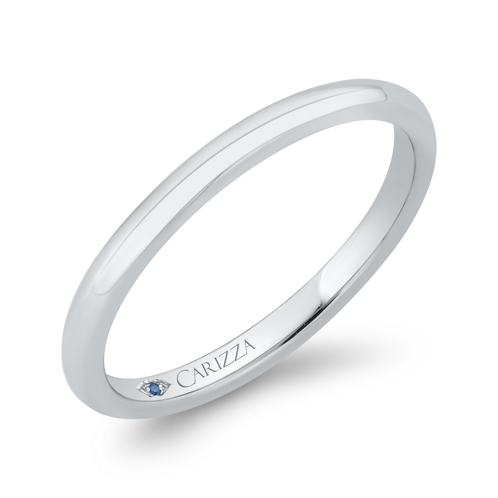 Plain Wedding Band with Round Shank in 14K White Gold