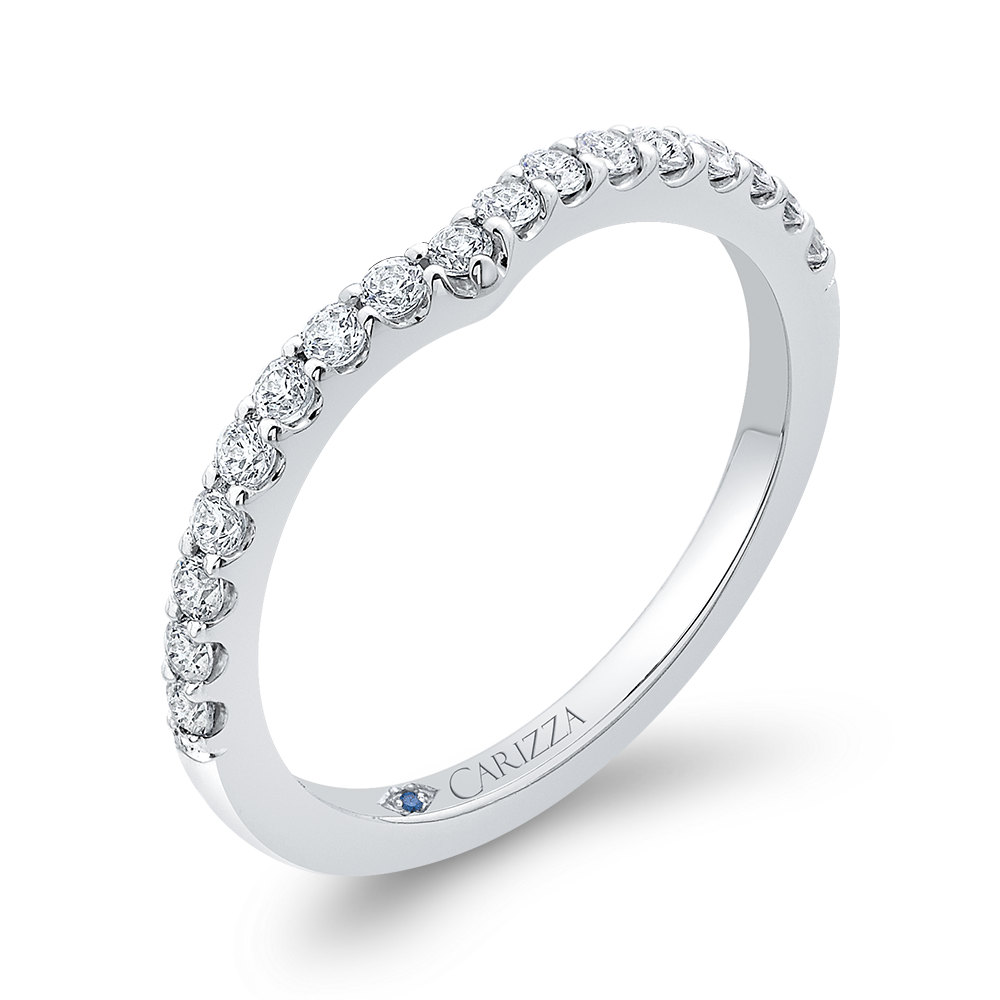 Round Diamond Half-Eternity Wedding Band in 14K White Gold