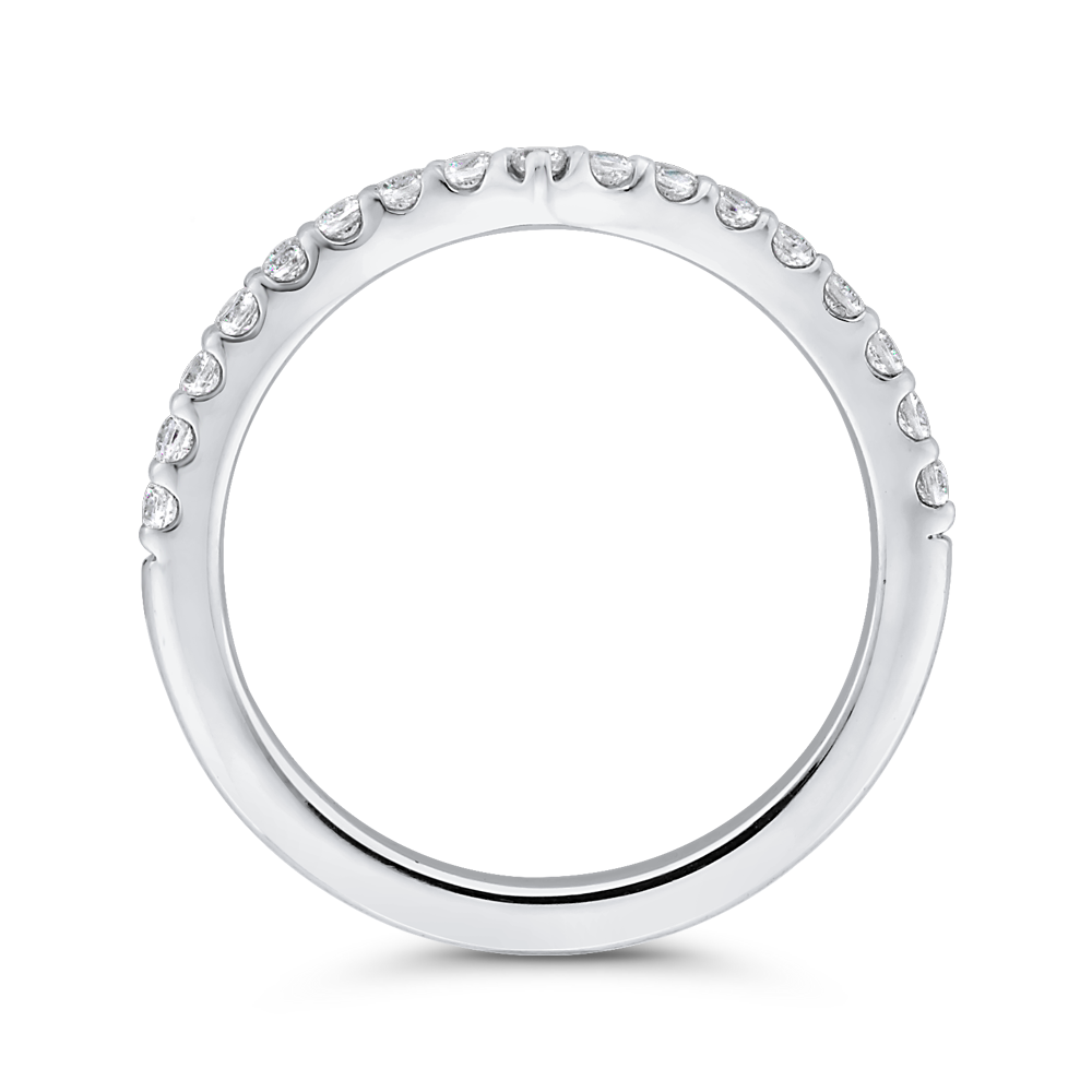Round Diamond Half-Eternity Wedding Band in 14K White Gold