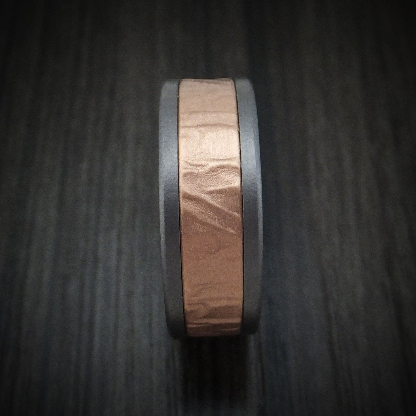 Tantalum and Textured 14K Rose Gold Men's Ring