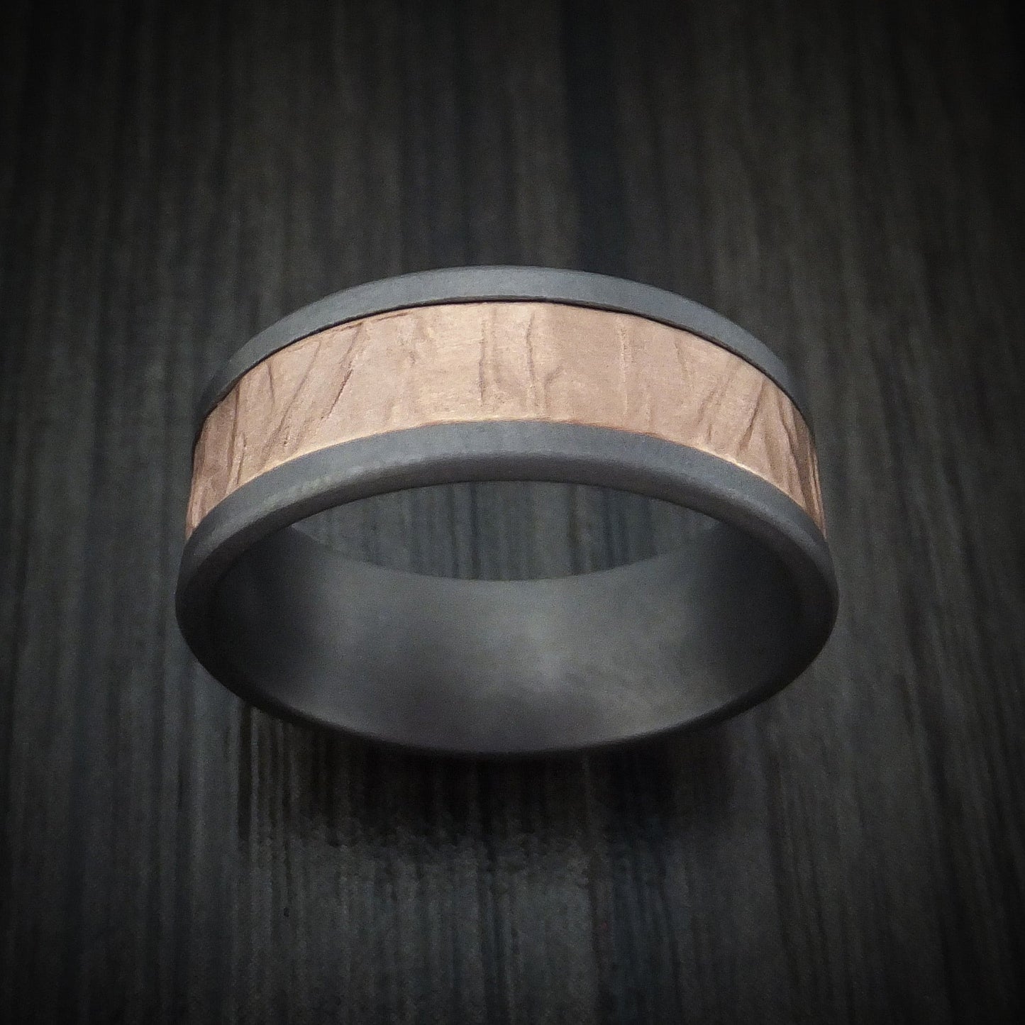 Tantalum and Textured 14K Rose Gold Men's Ring