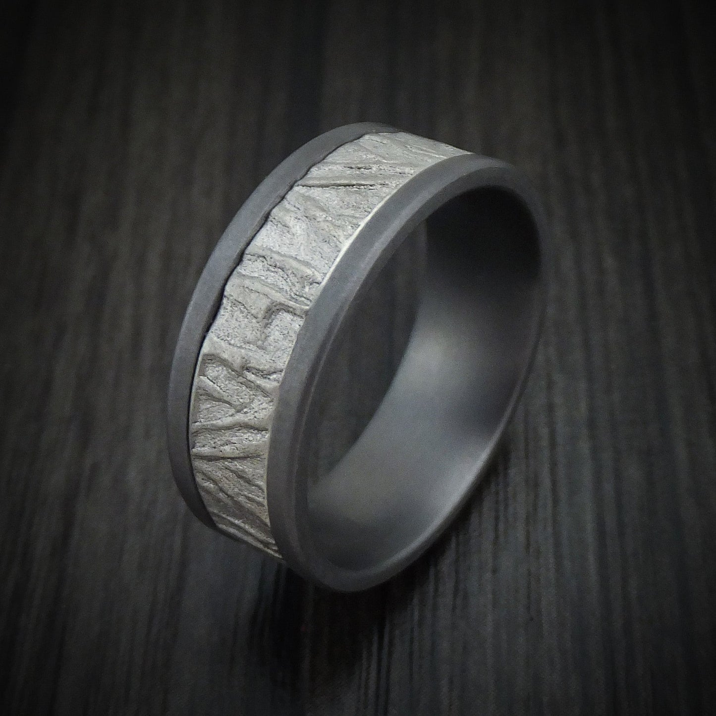Tantalum and Textured 14K White Gold Men's Ring