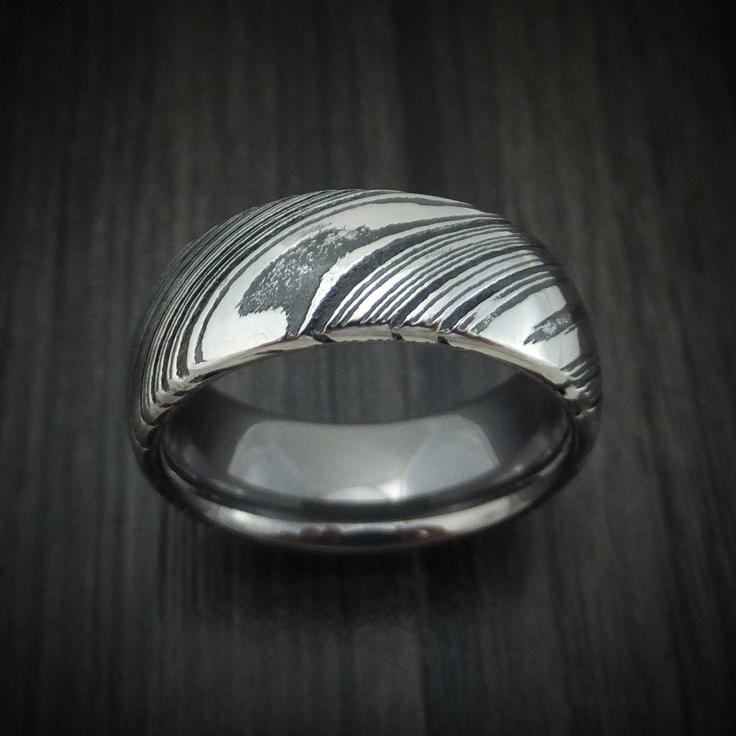 Kuro Damascus Steel Men's Ring with Tantalum Sleeve Custom Made