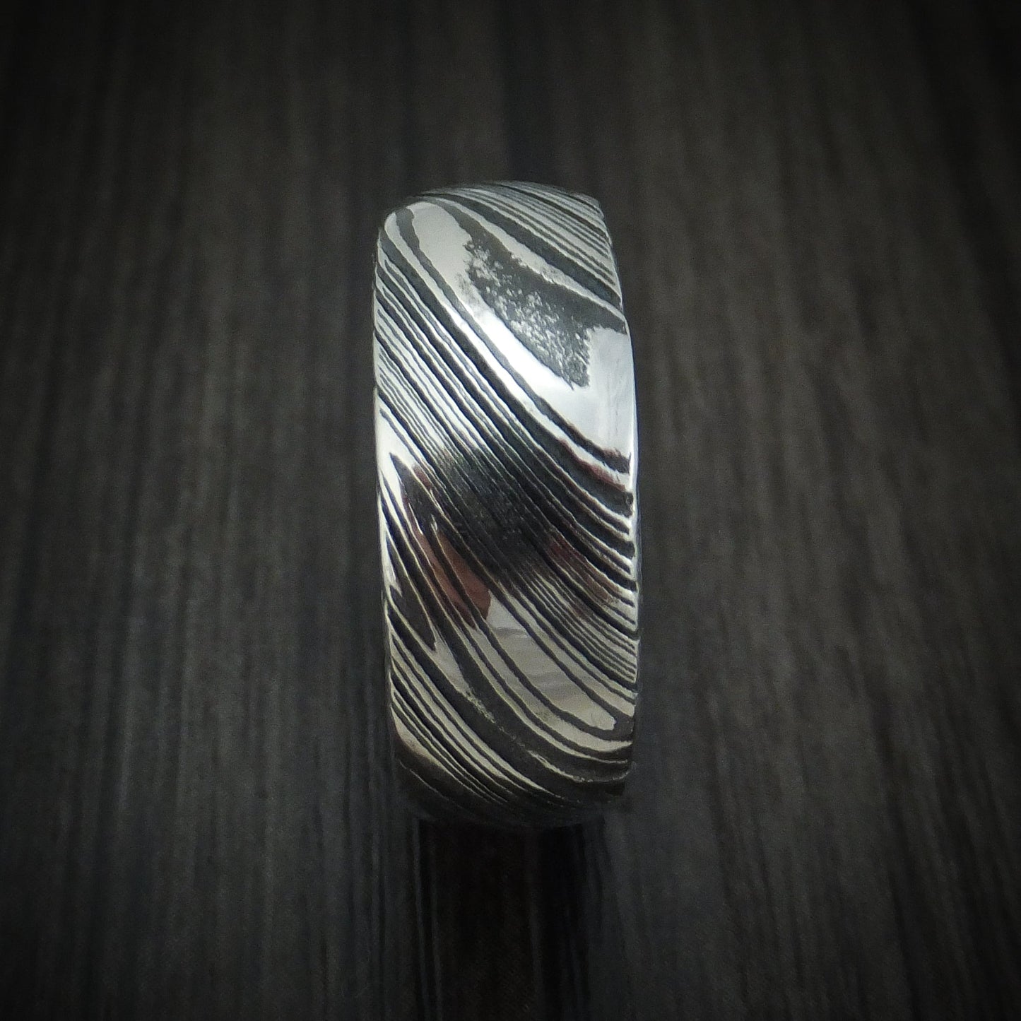 Kuro Damascus Steel Men's Ring with Tantalum Sleeve Custom Made