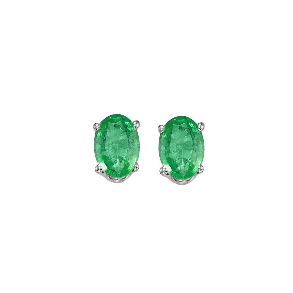 14Kt White Gold Emerald 1Ctw Earring