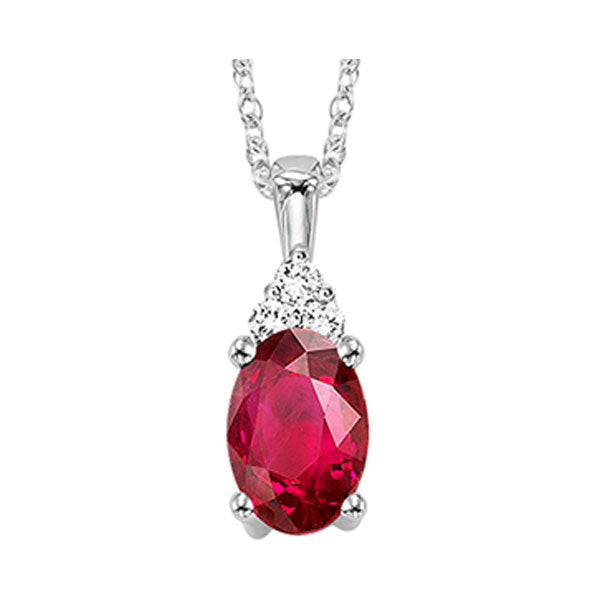 10Kt White Gold Diamond 1/50Ctw & Ruby 3/8Ctw Pendant