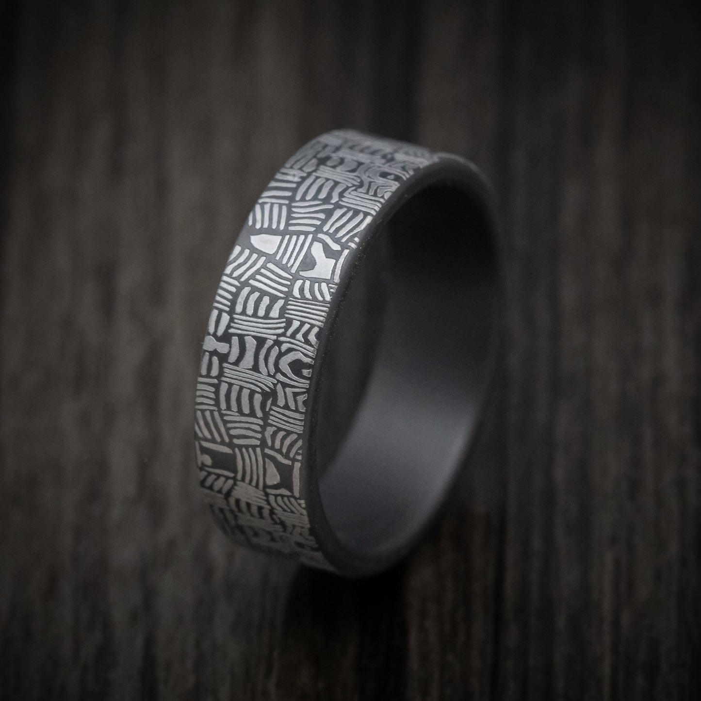 Tamascus Tantalum Men's Ring Basketweave Pattern Custom Made Band