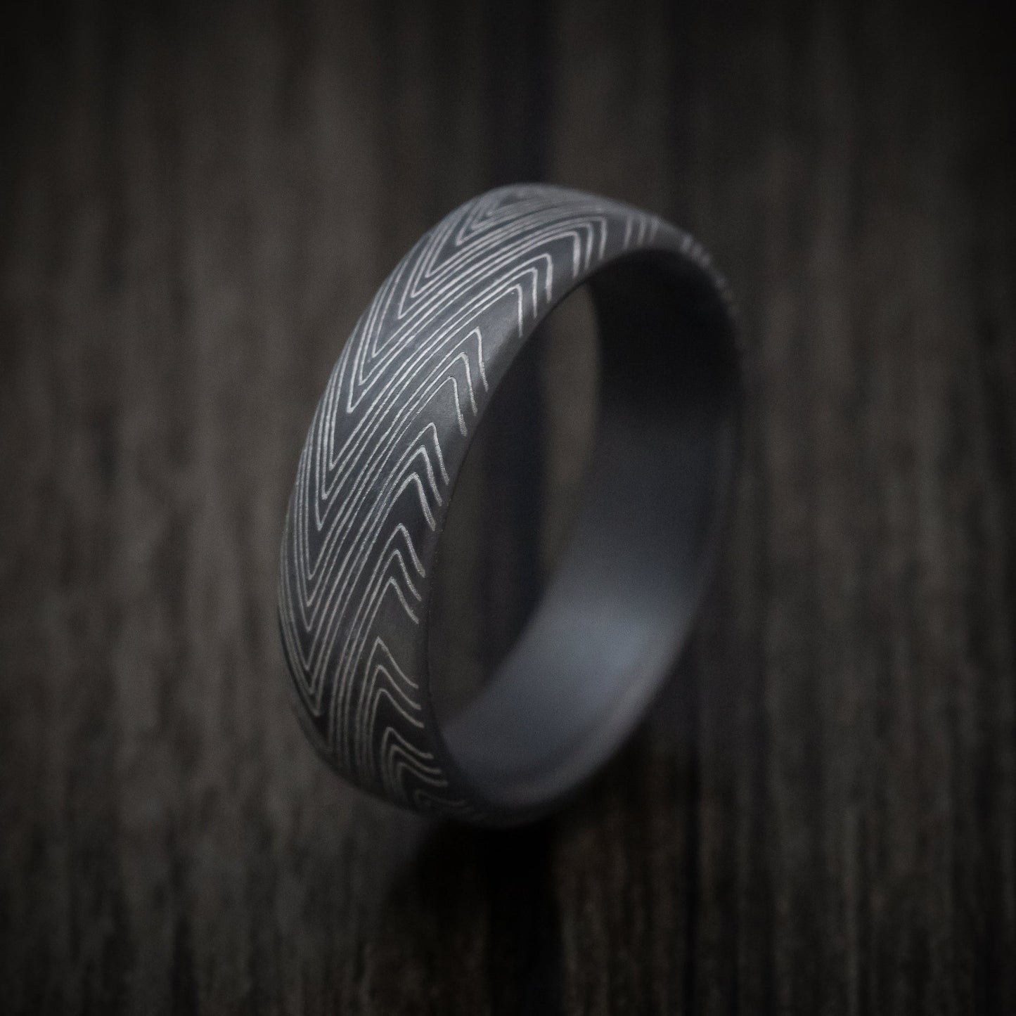 Tamascus Tantalum Men's Ring Herringbone Pattern Custom Made Band