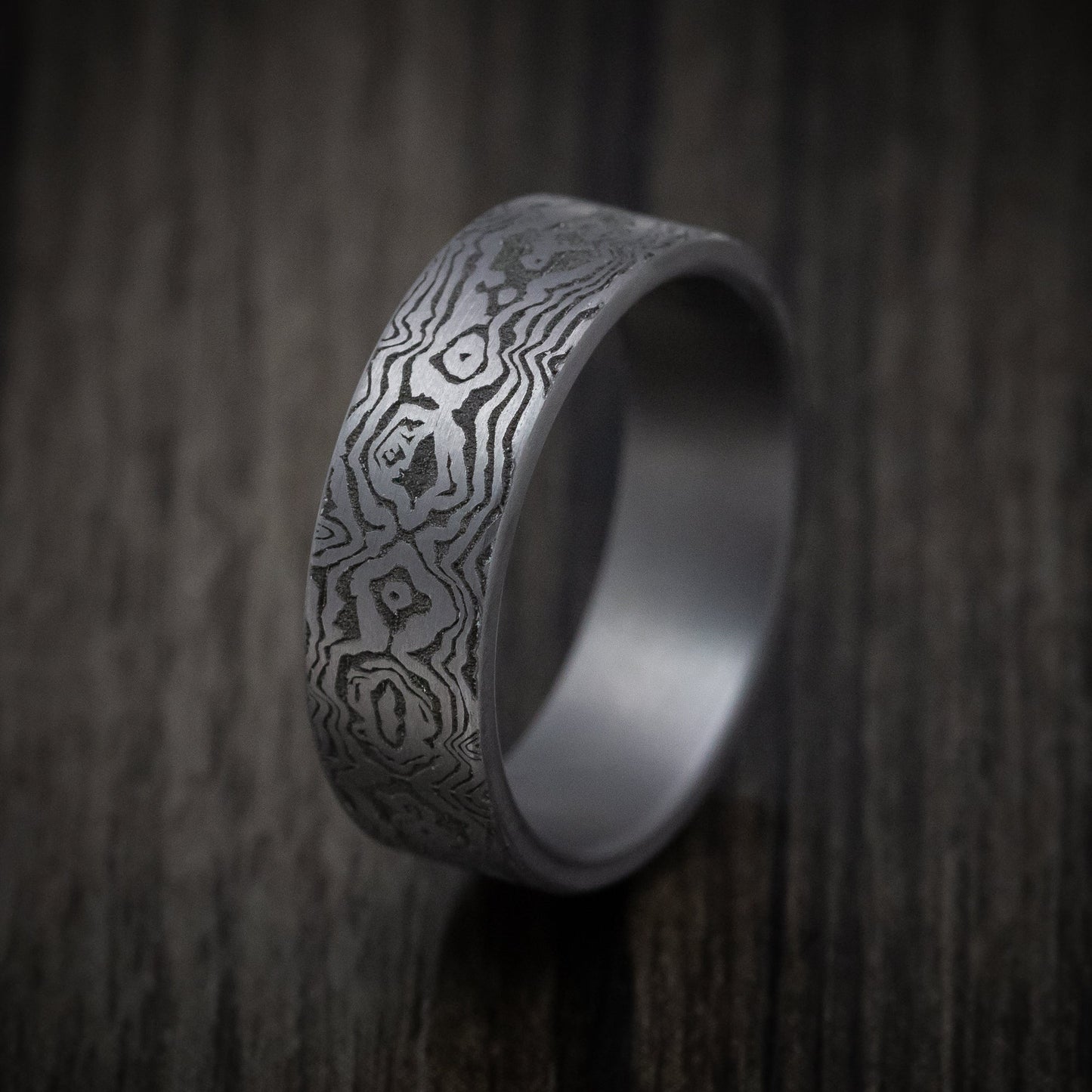 Tamascus Tantalum Men's Ring Sword Pattern Custom Made Band