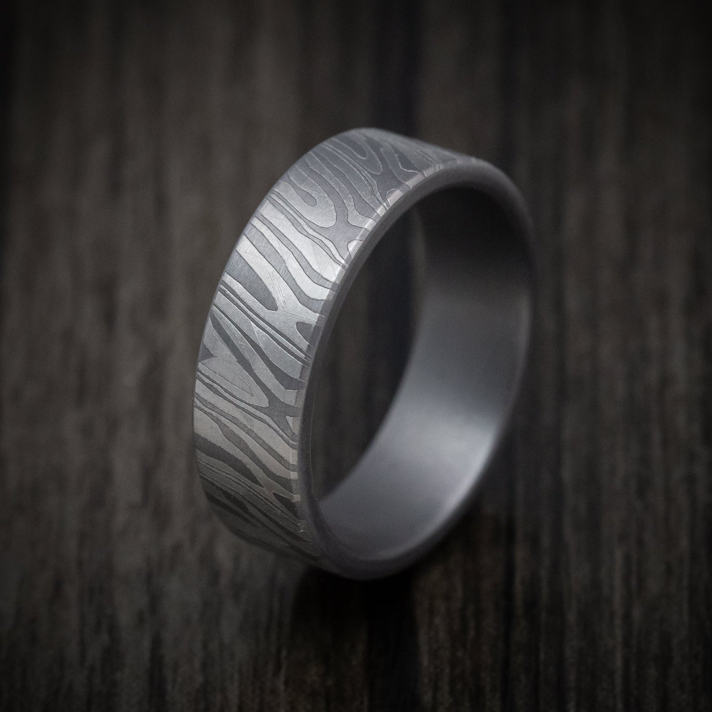 Tamascus Tantalum Men's Ring Tiger Stripe Pattern Custom Made Band