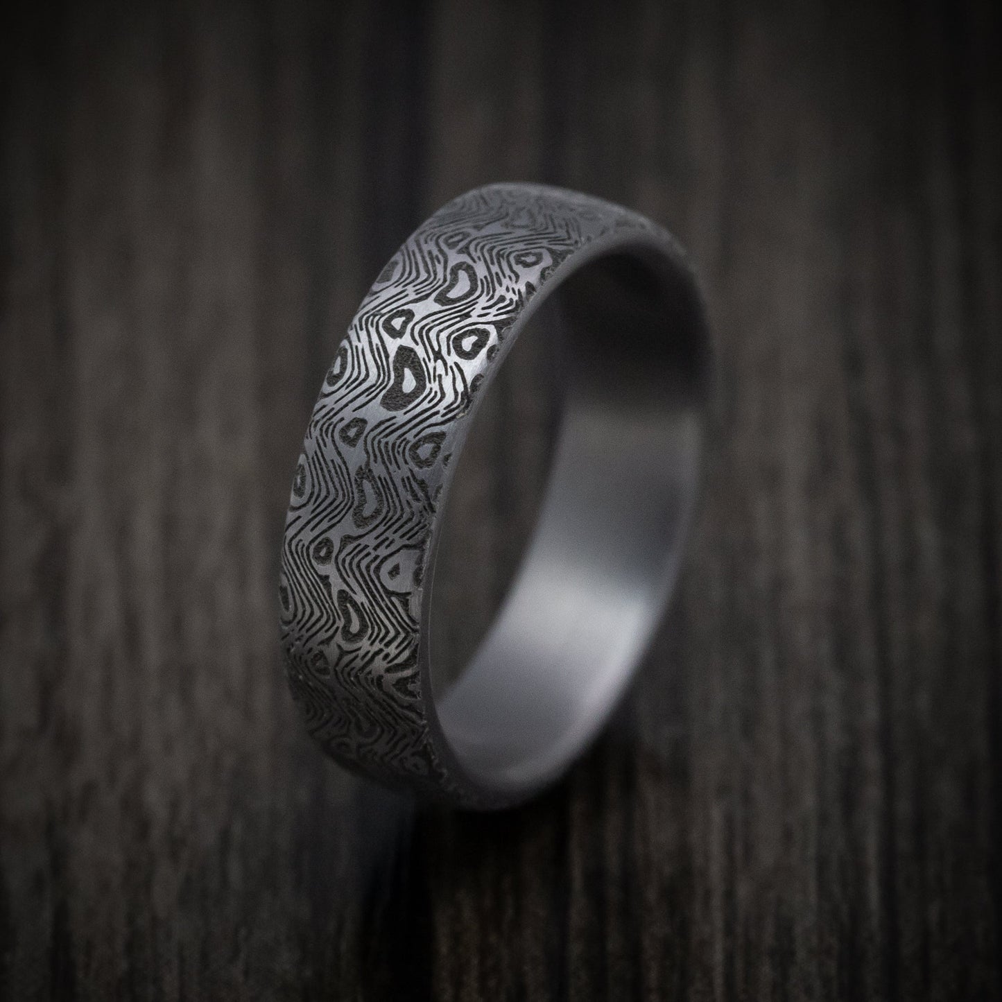 Tamascus Tantalum Men's Ring Wave Pattern Custom Made Band