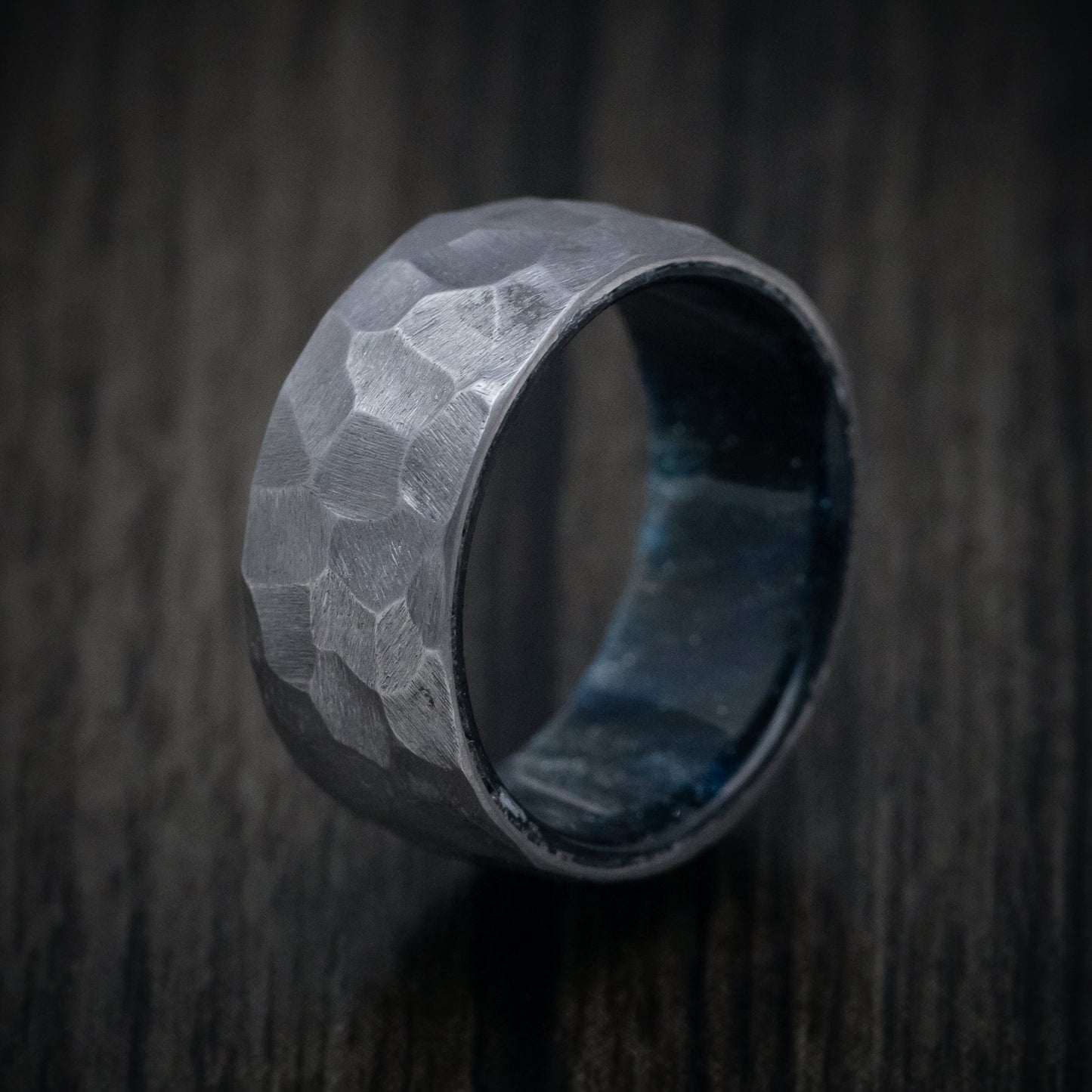 Tantalum and DiamondCast Sleeve Hammered Men's Ring Custom Made