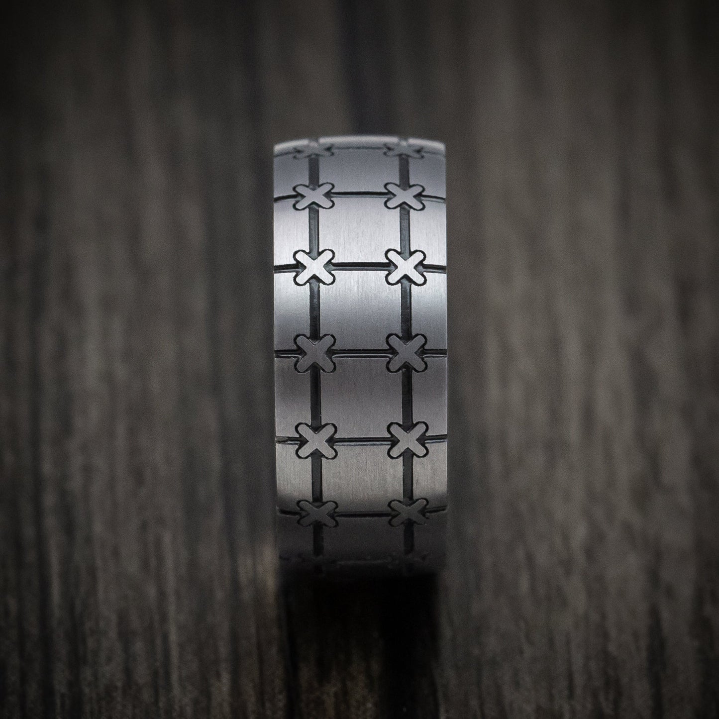 Tantalum and Gold Sleeve Geometric Pattern Men's Ring Custom Made Band