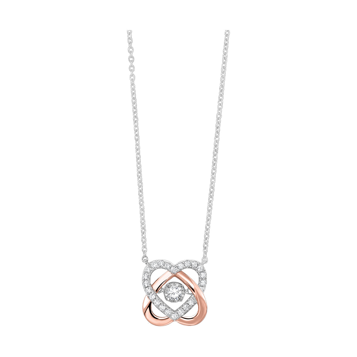 10Kt White Rose Gold Diamond 1/5Ctw Necklace