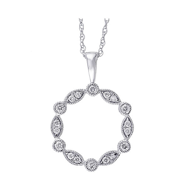 14Kt White Gold Diamond 1/8Ctw Pendant