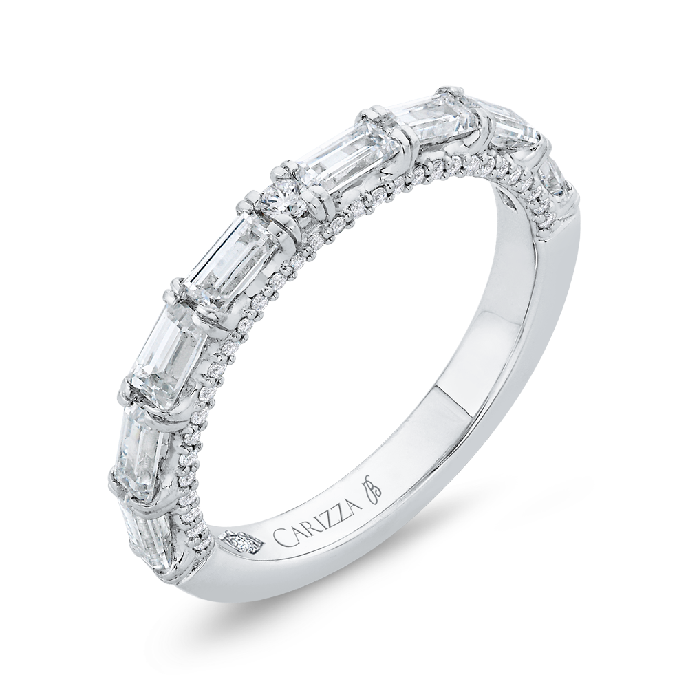 Baguette Cut & Diamond Wedding Band in 18K White Gold