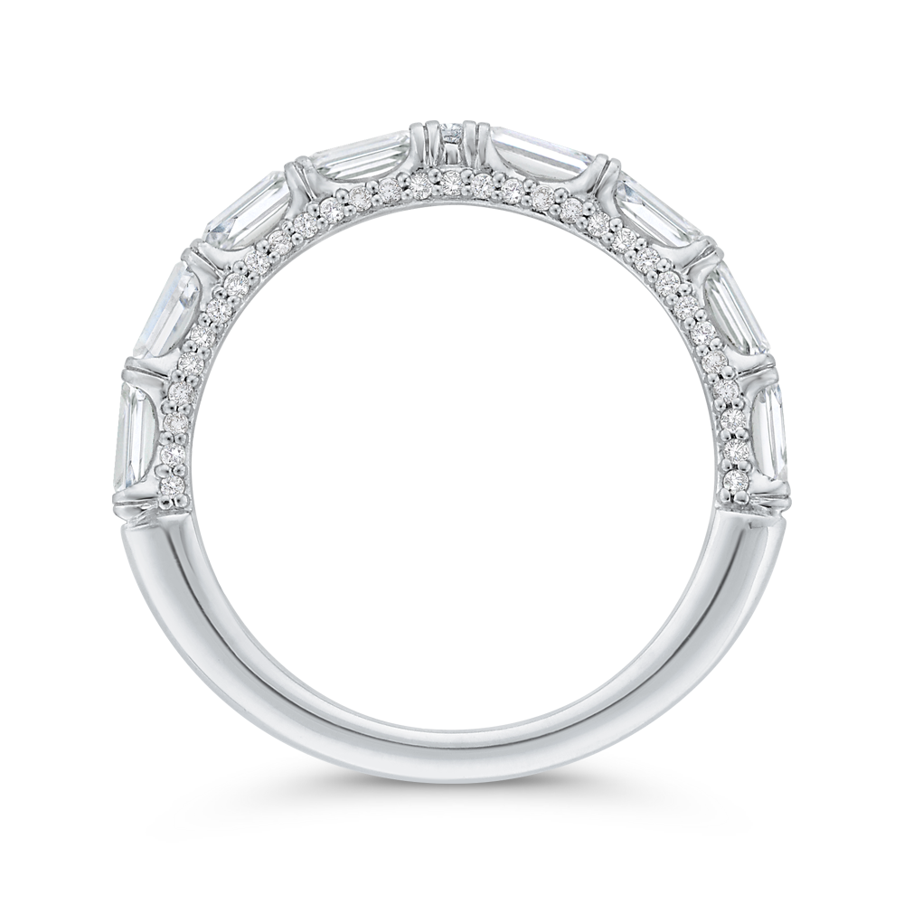 Baguette Cut & Diamond Wedding Band in 18K White Gold
