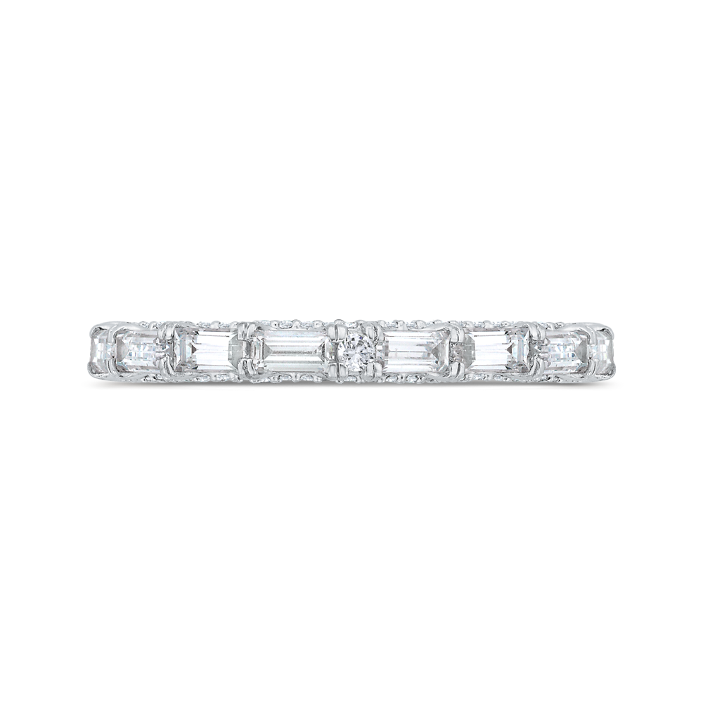 Baguette Cut & Diamond Wedding Band in 18K White Gold
