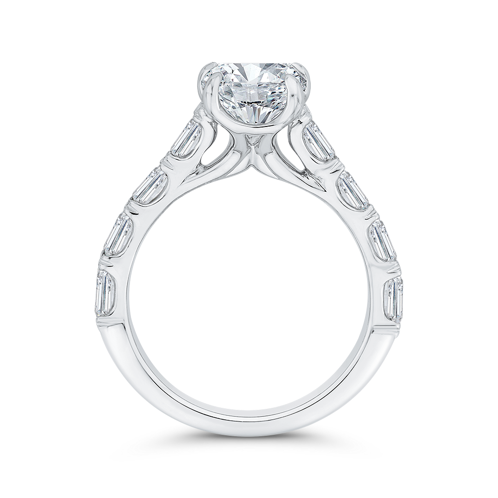 14K White Gold Emerald Cut Diamond Solitaire Plus Engagement Ring (Semi-Mount)